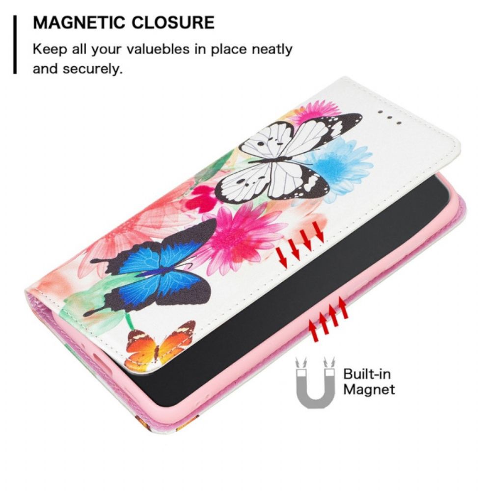 Bescherming Hoesje voor iPhone 14 Pro Folio-hoesje Vlinders