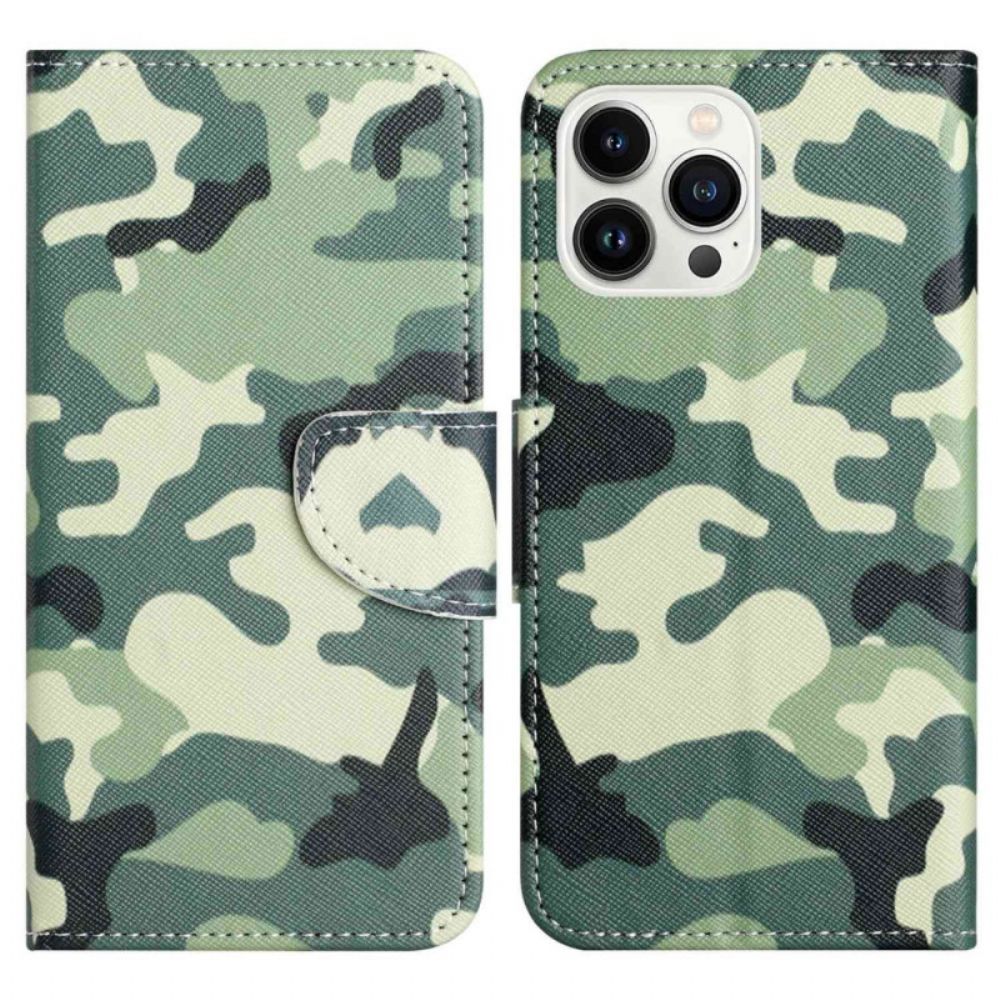 Flip Case voor iPhone 14 Pro Militaire Camouflage