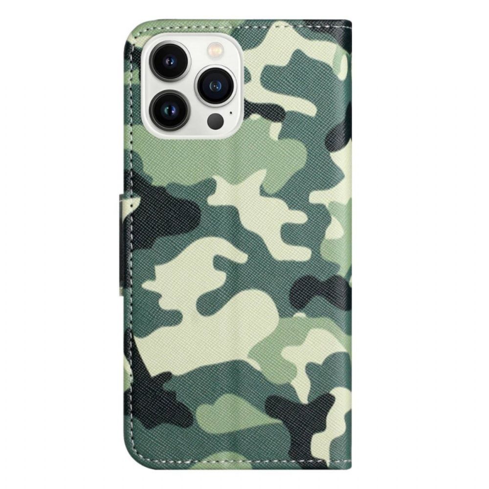 Flip Case voor iPhone 14 Pro Militaire Camouflage