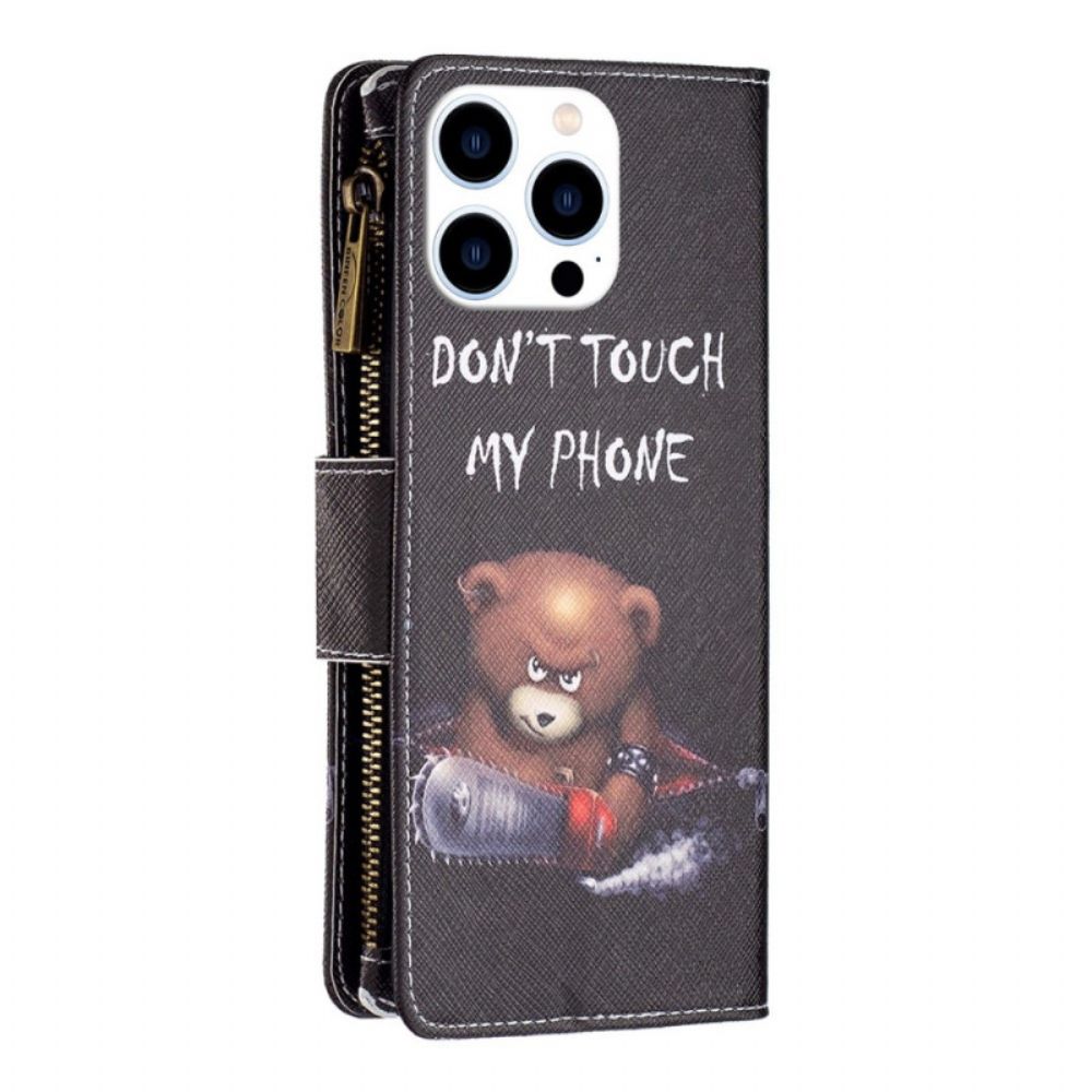 Flip Case voor iPhone 14 Pro Portemonnee Leren Beer Portemonnee