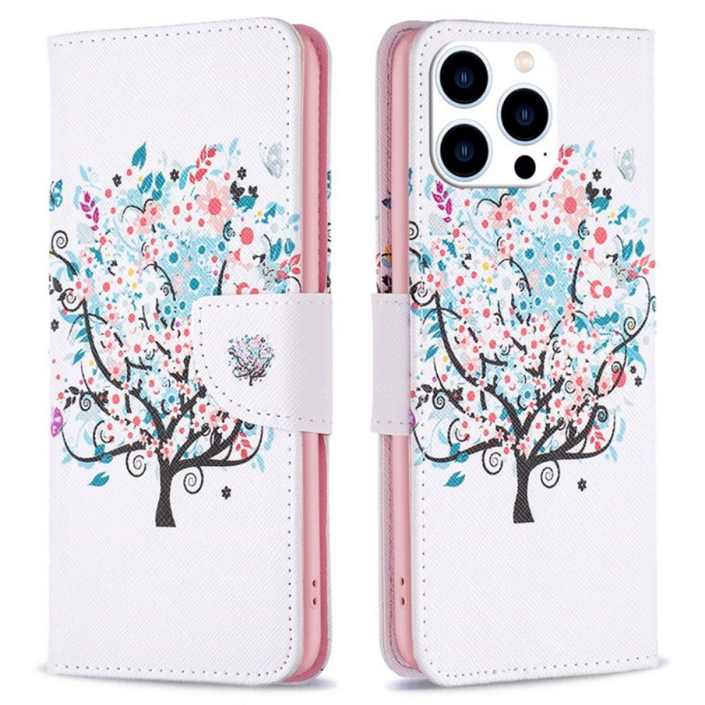 Folio-hoesje voor iPhone 14 Pro Bloemrijke Boom