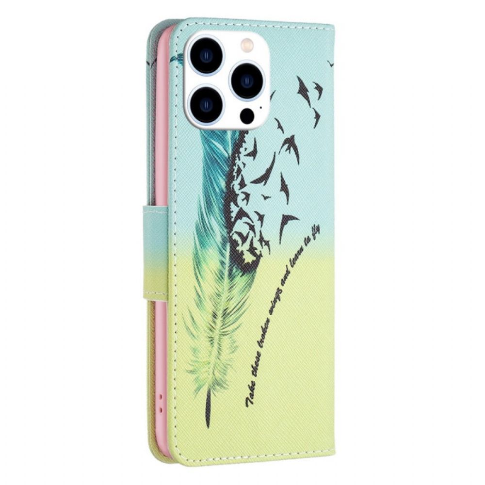 Folio-hoesje voor iPhone 14 Pro Veren