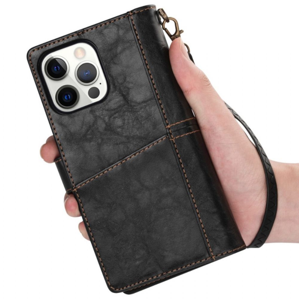 Folio-hoesje voor iPhone 14 Pro Vintage Multifunctioneel