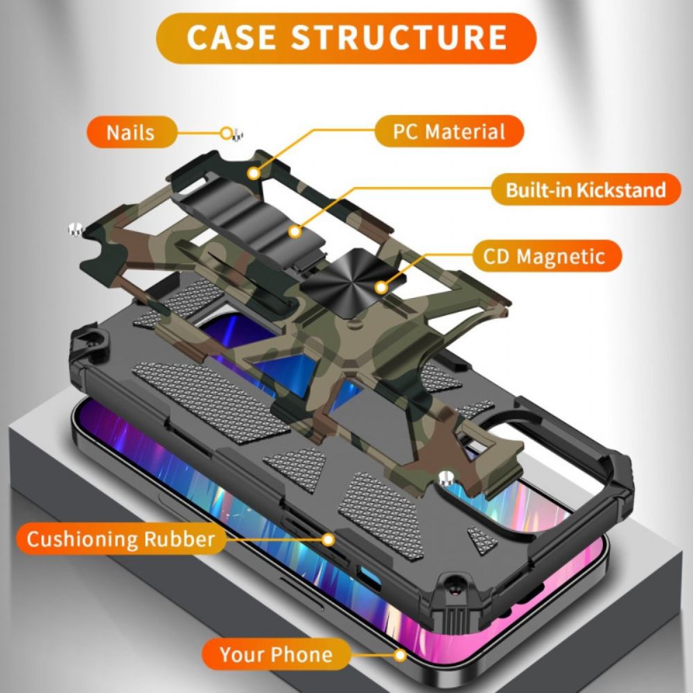 Hoesje voor iPhone 14 Pro Camouflage Verwijderbare Ondersteuning