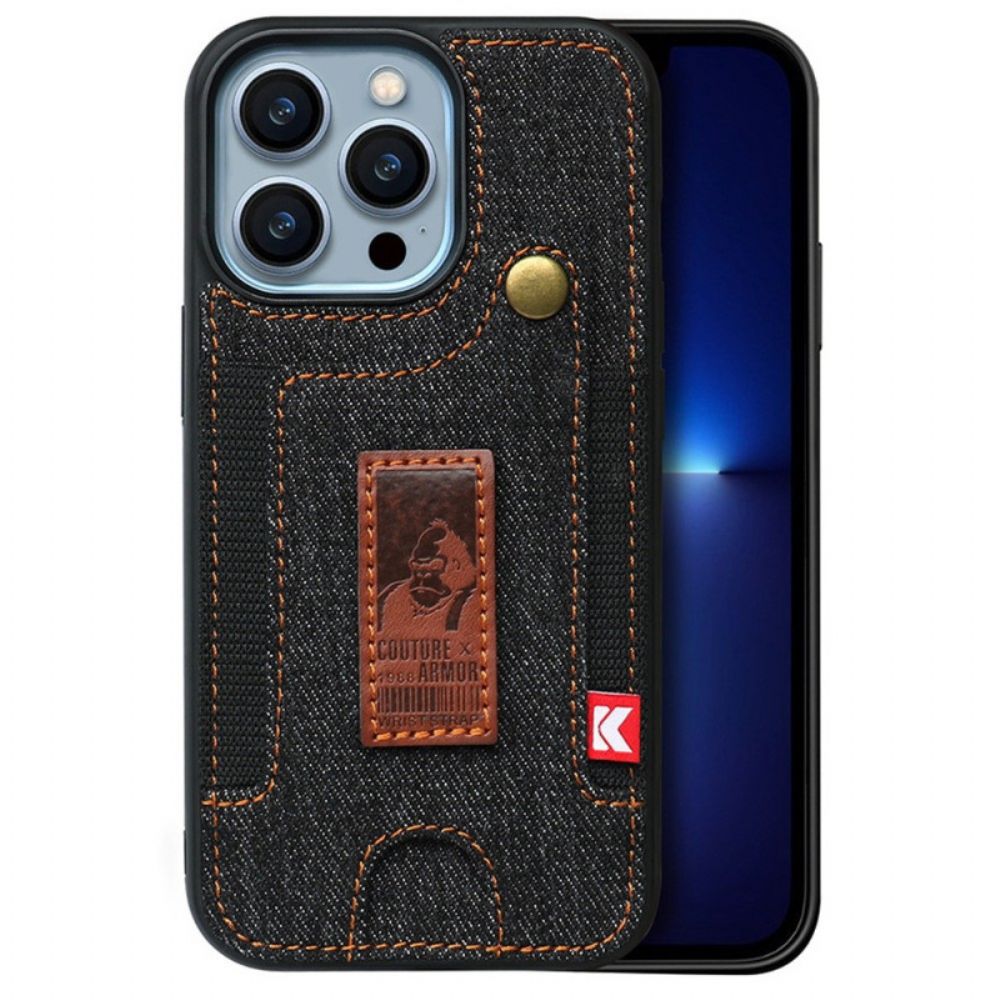 Hoesje voor iPhone 14 Pro Kaarthouder En Jeansriem