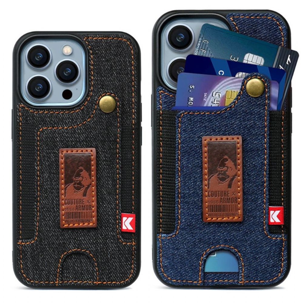 Hoesje voor iPhone 14 Pro Kaarthouder En Jeansriem