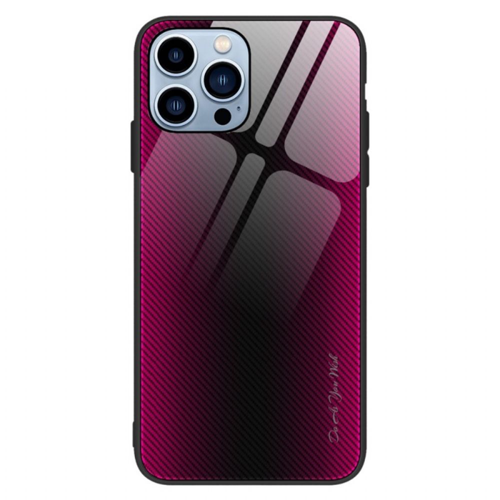 Hoesje voor iPhone 14 Pro Klassiek Gehard Glas Van Koolstofvezel