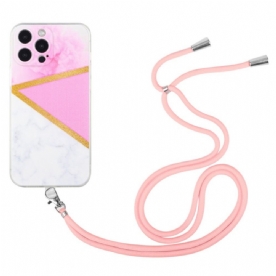 Hoesje voor iPhone 14 Pro Met Koord Max Bij Marble Cord