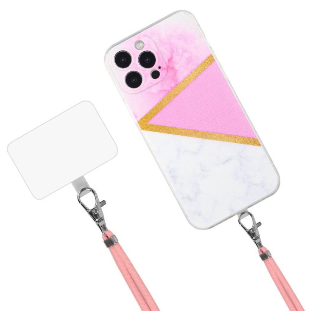 Hoesje voor iPhone 14 Pro Met Koord Max Bij Marble Cord