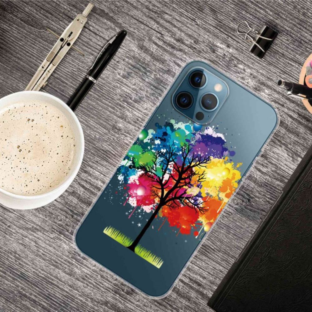 Hoesje voor iPhone 14 Pro Transparante Waterverfboom