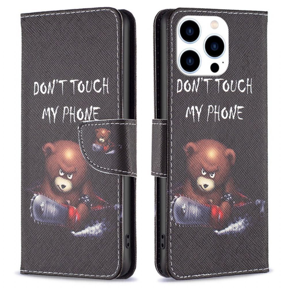 Leren Hoesje voor iPhone 14 Pro Gevaarlijke Beer