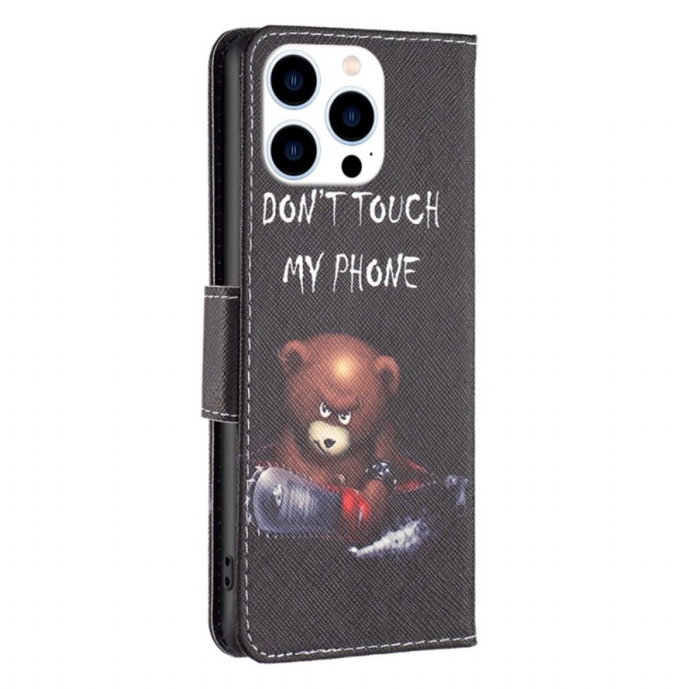 Leren Hoesje voor iPhone 14 Pro Gevaarlijke Beer