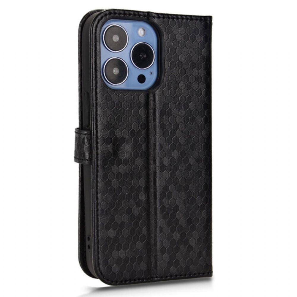 Leren Hoesje voor iPhone 14 Pro Met Ketting 3d-patroonriem