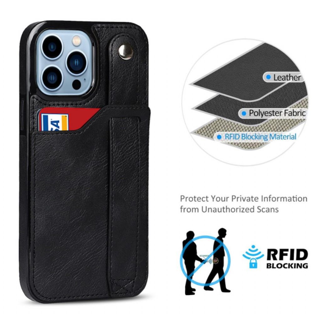 Telefoonhoesje voor iPhone 14 Pro Rfid-kaarthouder Met Riem