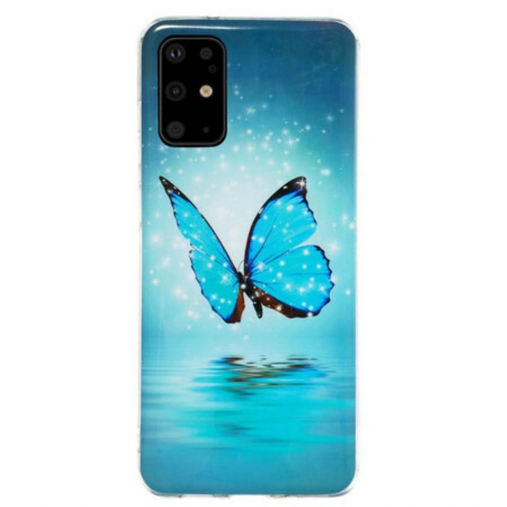 Hoesje voor Samsung Galaxy S20 Plus / S20 Plus 5G Fluorescerende Blauwe Vlinder