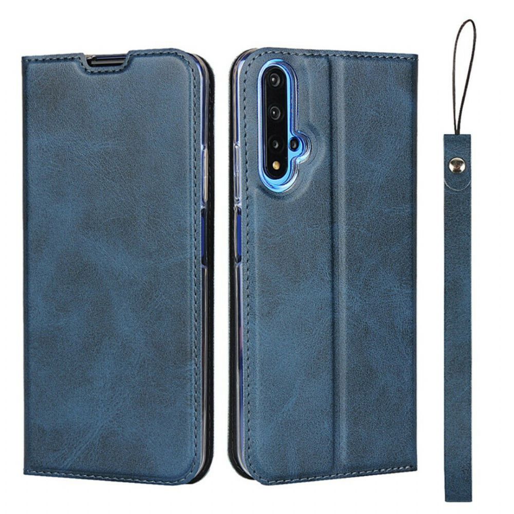 Bescherming Hoesje voor Huawei Nova 5T / Honor 20 Folio-hoesje Kunstleer Met Riem