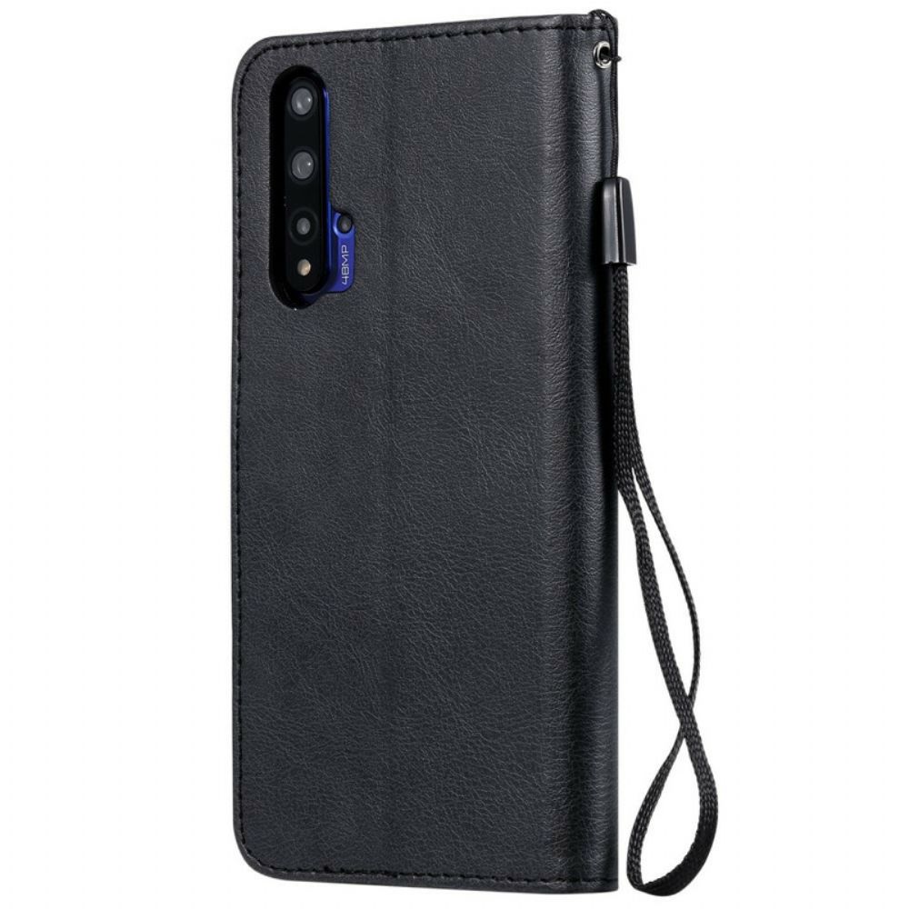 Flip Case voor Huawei Nova 5T / Honor 20 Met Ketting Leren Effect Band