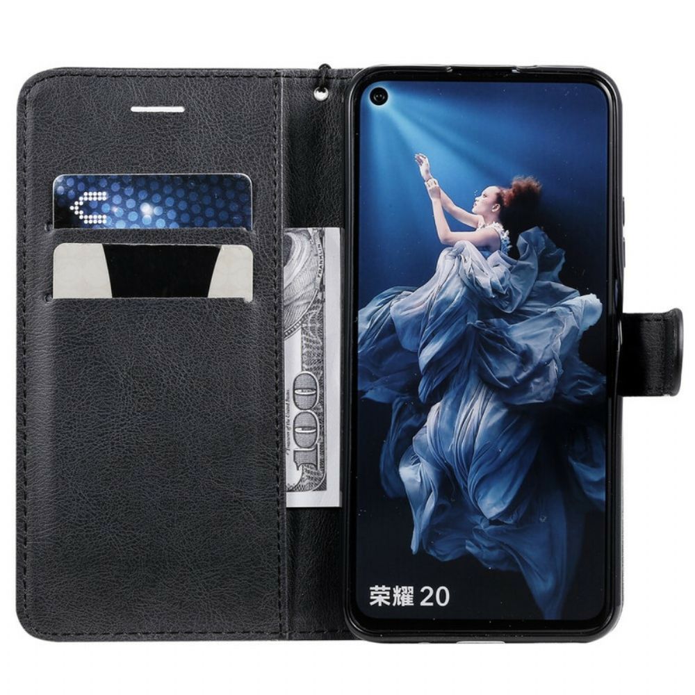 Flip Case voor Huawei Nova 5T / Honor 20 Met Ketting Leren Effect Band