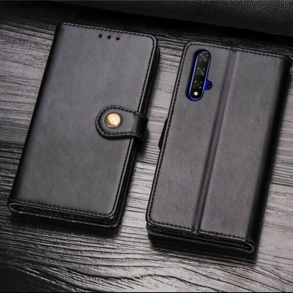 Folio-hoesje voor Huawei Nova 5T / Honor 20 Faux Leder En Vintage Sluiting