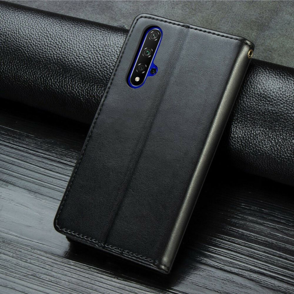 Folio-hoesje voor Huawei Nova 5T / Honor 20 Faux Leder En Vintage Sluiting