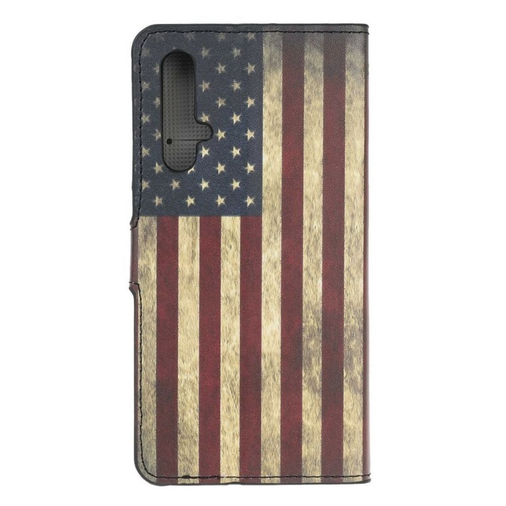 Leren Hoesje voor Huawei Nova 5T / Honor 20 Amerikaanse Vlag