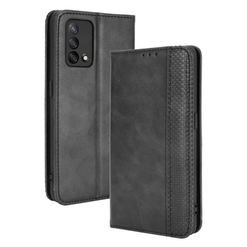 Bescherming Hoesje voor Oppo A74 4G Folio-hoesje Gestyled Vintage Leereffect