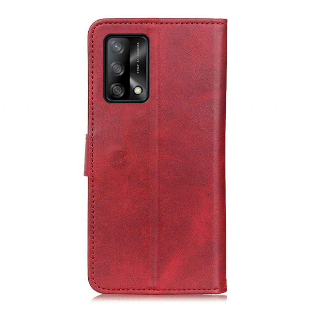 Folio-hoesje voor Oppo A74 4G Retro Leereffect Mat