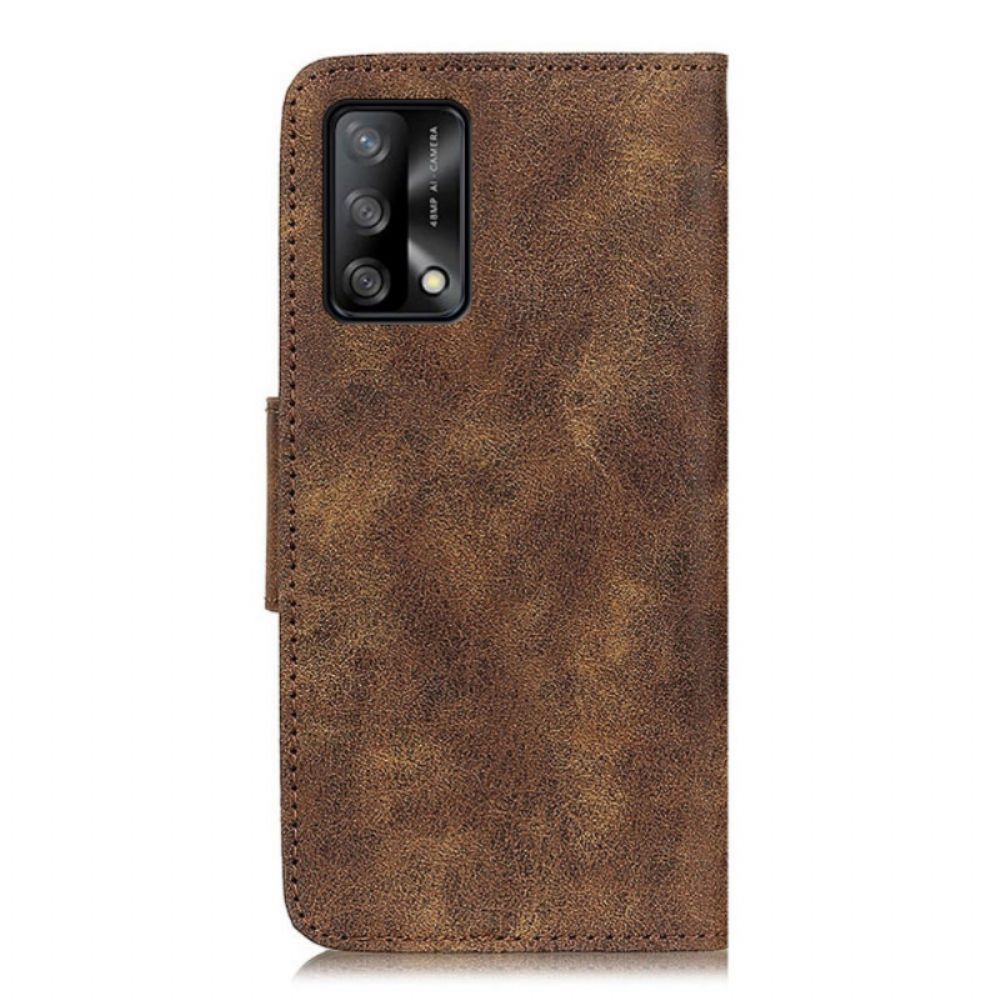 Leren Hoesje voor Oppo A74 4G Vintage Splitleer