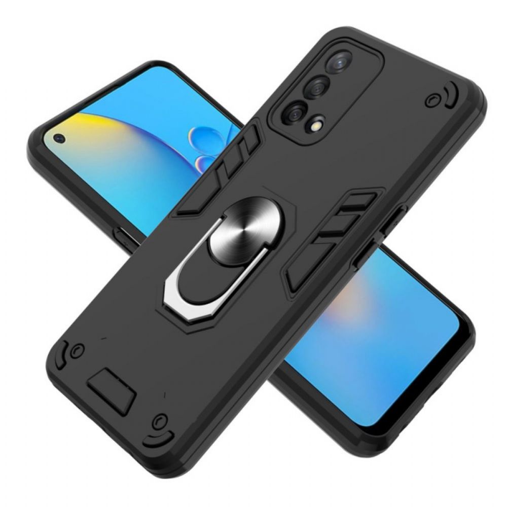 Telefoonhoesje voor Oppo A74 4G Afneembare Ringsteun Metallic