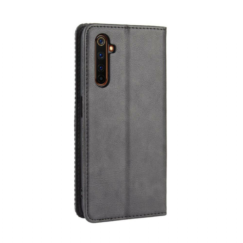 Bescherming Hoesje voor Realme X50 Pro Folio-hoesje Vintage Gestileerd Leereffect