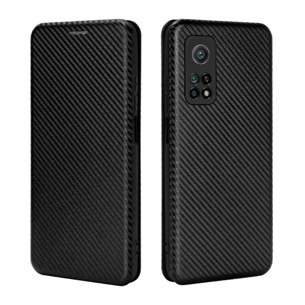 Bescherming Hoesje voor Xiaomi Mi 10T / 10T Pro Folio-hoesje Koolstofvezel Met Steunring