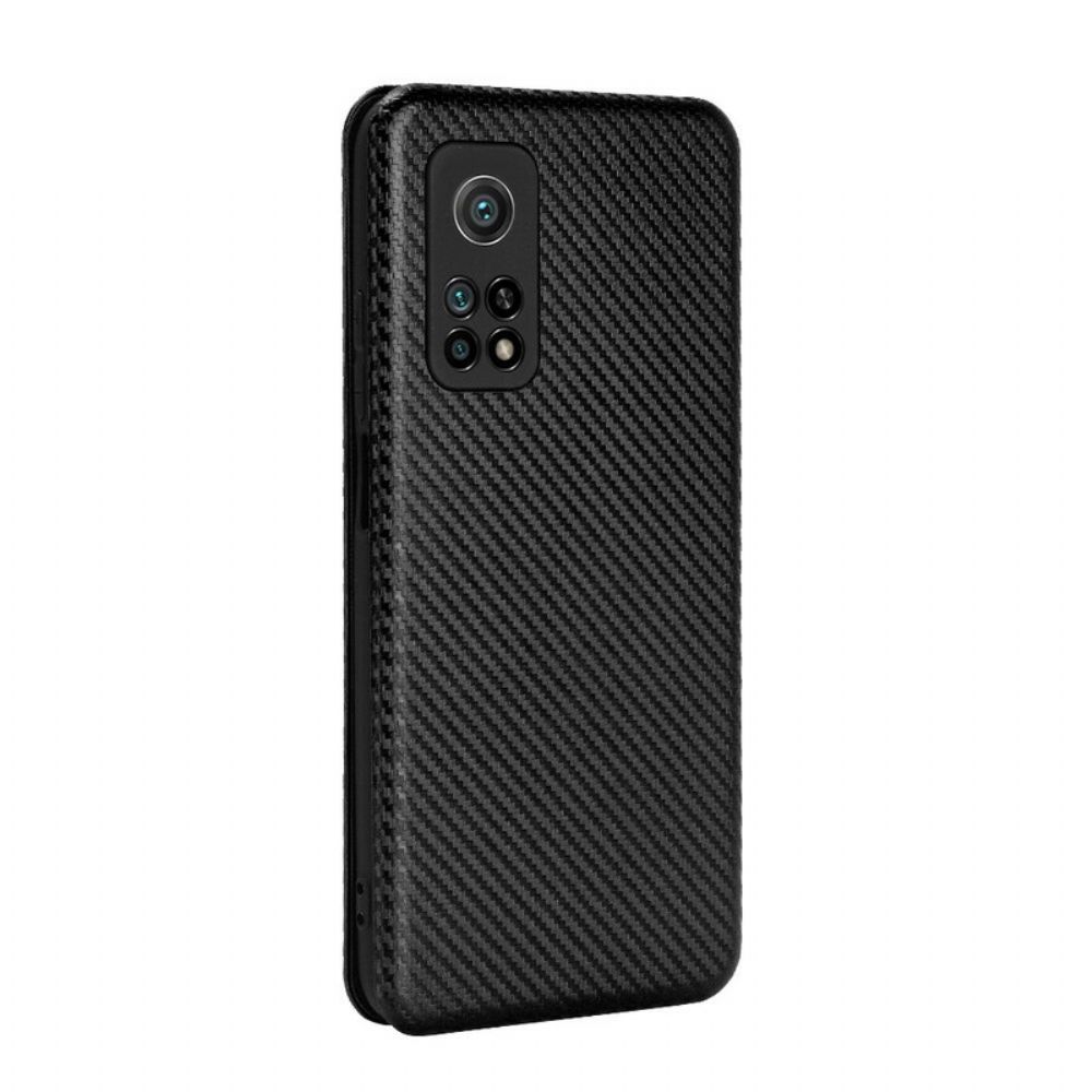 Bescherming Hoesje voor Xiaomi Mi 10T / 10T Pro Folio-hoesje Koolstofvezel Met Steunring