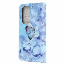 Flip Case voor Xiaomi Mi 10T / 10T Pro Met Ketting Vlinders Met Diamanten Band