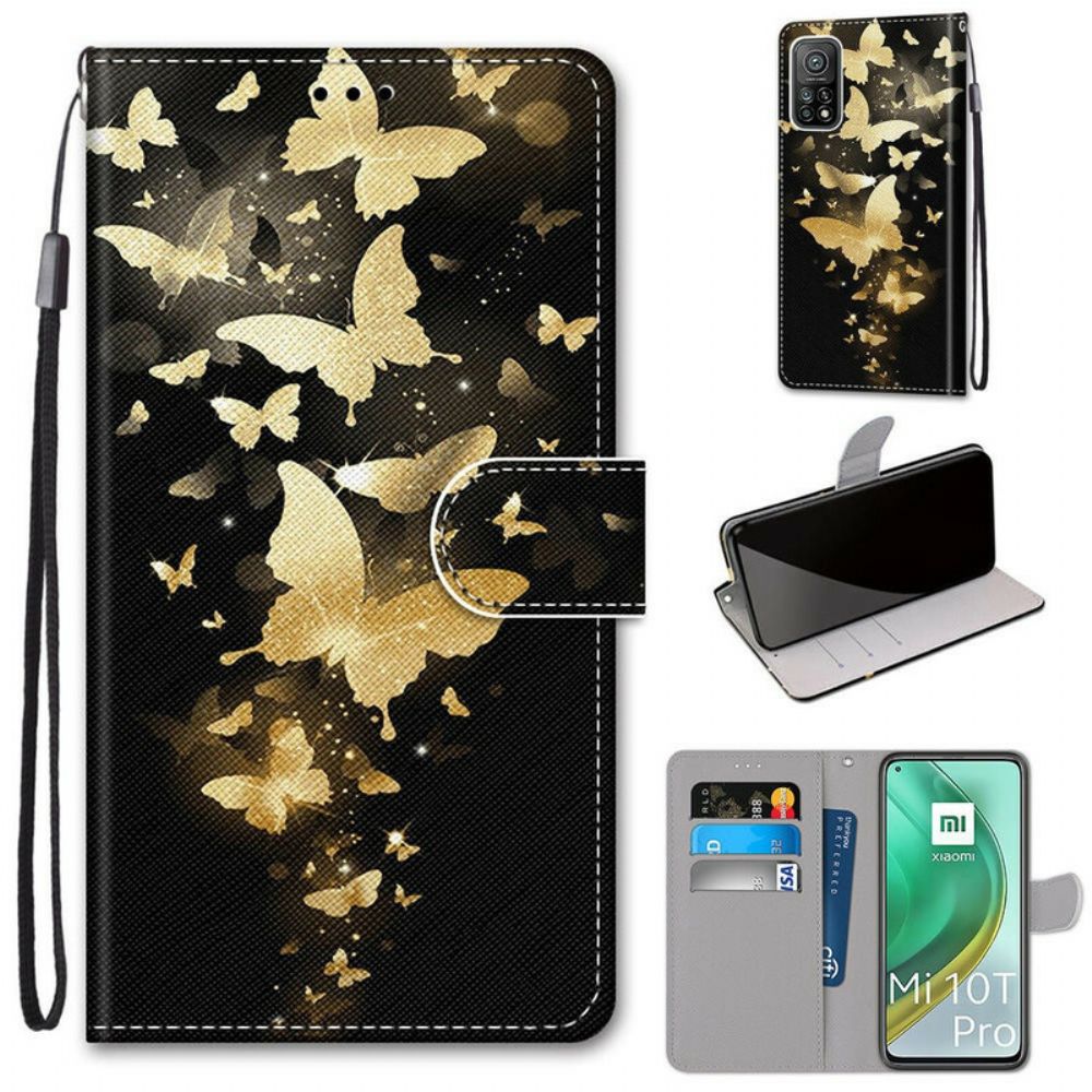 Folio-hoesje voor Xiaomi Mi 10T / 10T Pro Gouden Vlinders