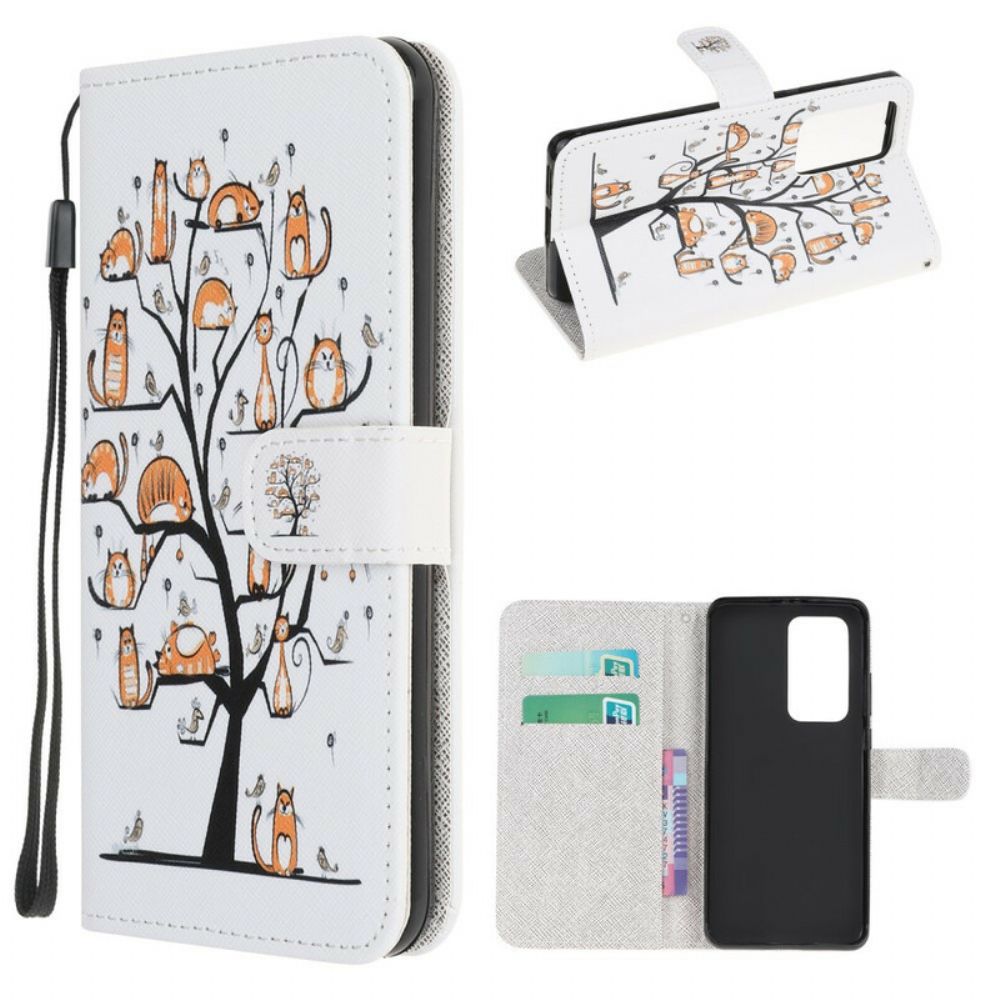 Folio-hoesje voor Xiaomi Mi 10T / 10T Pro Met Ketting Funky Katten Met Riem