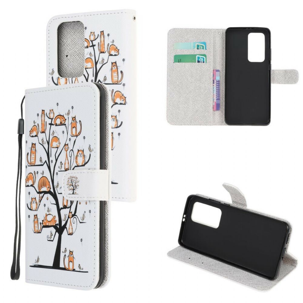 Folio-hoesje voor Xiaomi Mi 10T / 10T Pro Met Ketting Funky Katten Met Riem