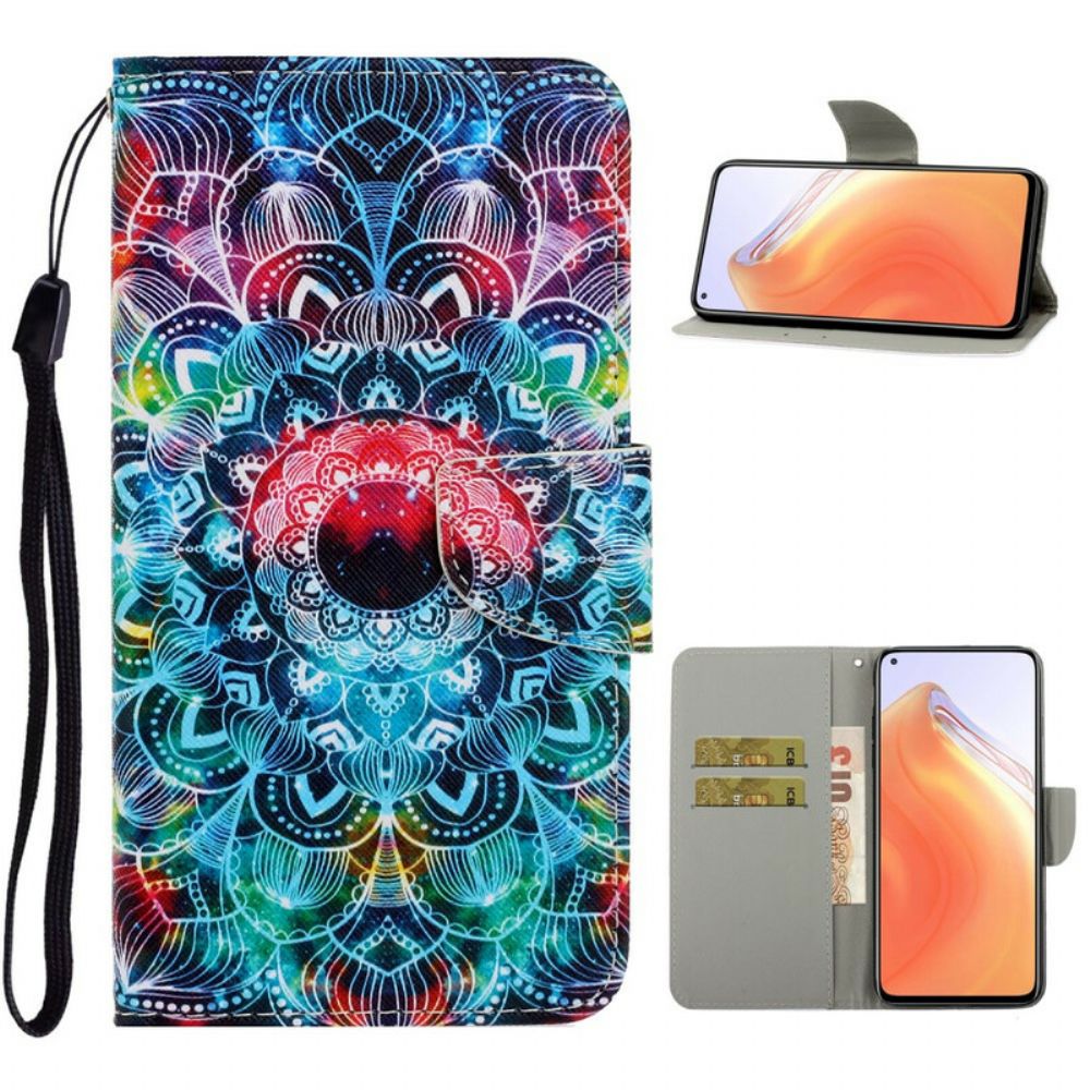 Folio-hoesje voor Xiaomi Mi 10T / 10T Pro Met Ketting Knipperende Mandala Met Bandjes