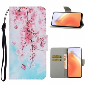 Folio-hoesje voor Xiaomi Mi 10T / 10T Pro Met Ketting Rode Ledematen Met Riem