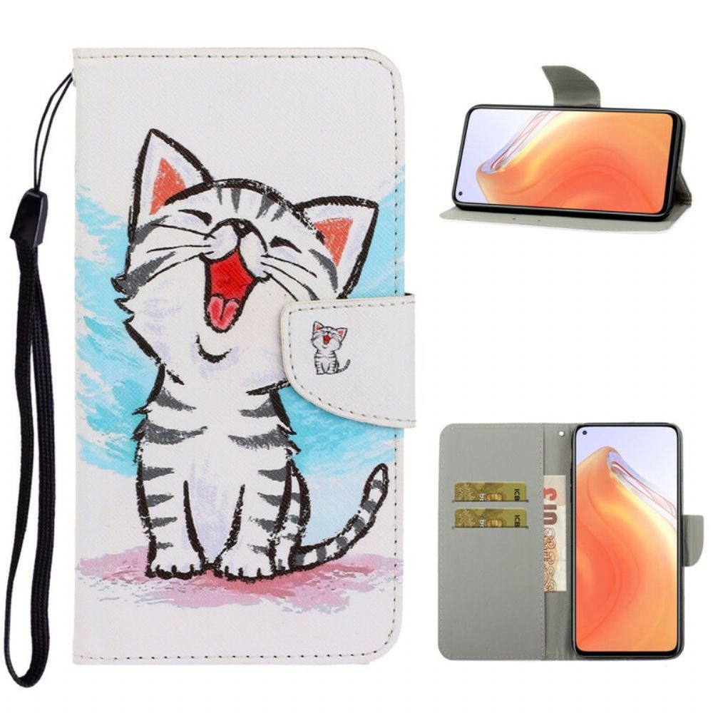 Folio-hoesje voor Xiaomi Mi 10T / 10T Pro Met Ketting Thong Kleur Kitten