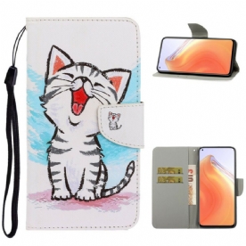 Folio-hoesje voor Xiaomi Mi 10T / 10T Pro Met Ketting Thong Kleur Kitten