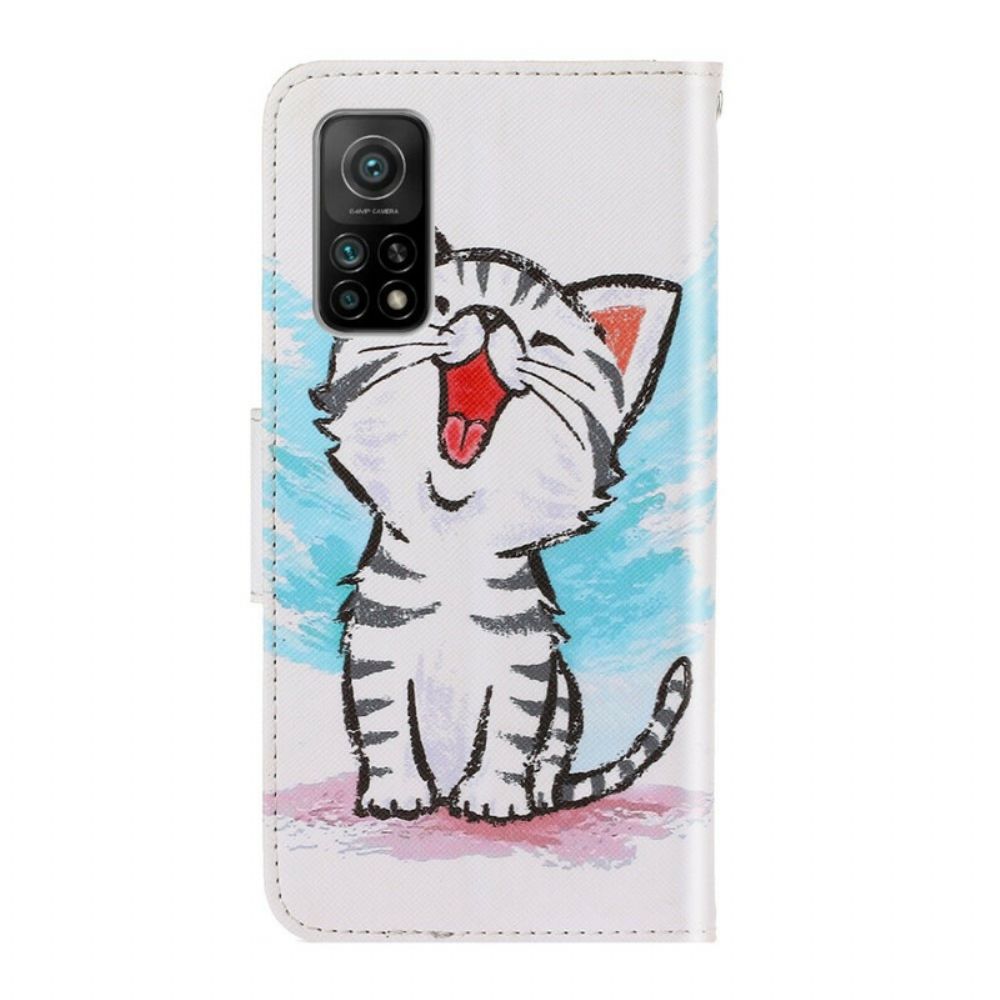 Folio-hoesje voor Xiaomi Mi 10T / 10T Pro Met Ketting Thong Kleur Kitten