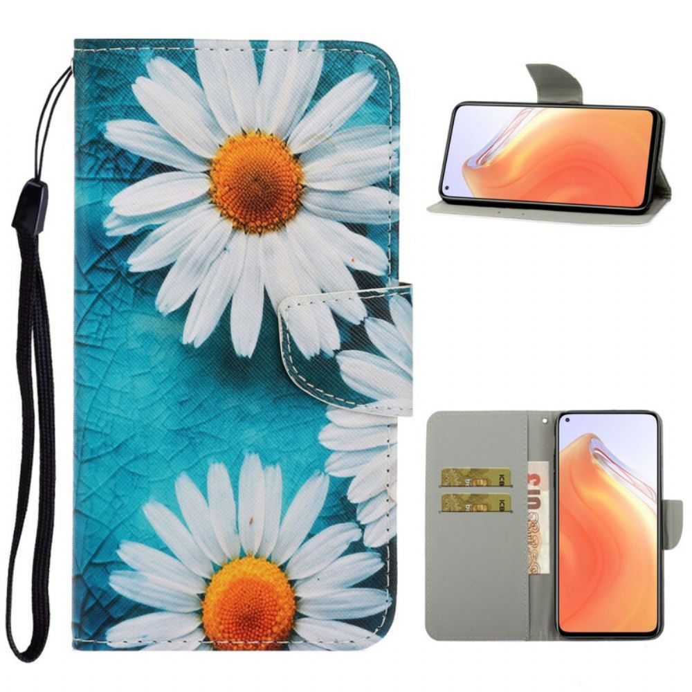 Folio-hoesje voor Xiaomi Mi 10T / 10T Pro Met Ketting Thong Madeliefjes