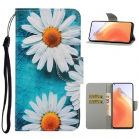 Folio-hoesje voor Xiaomi Mi 10T / 10T Pro Met Ketting Thong Madeliefjes