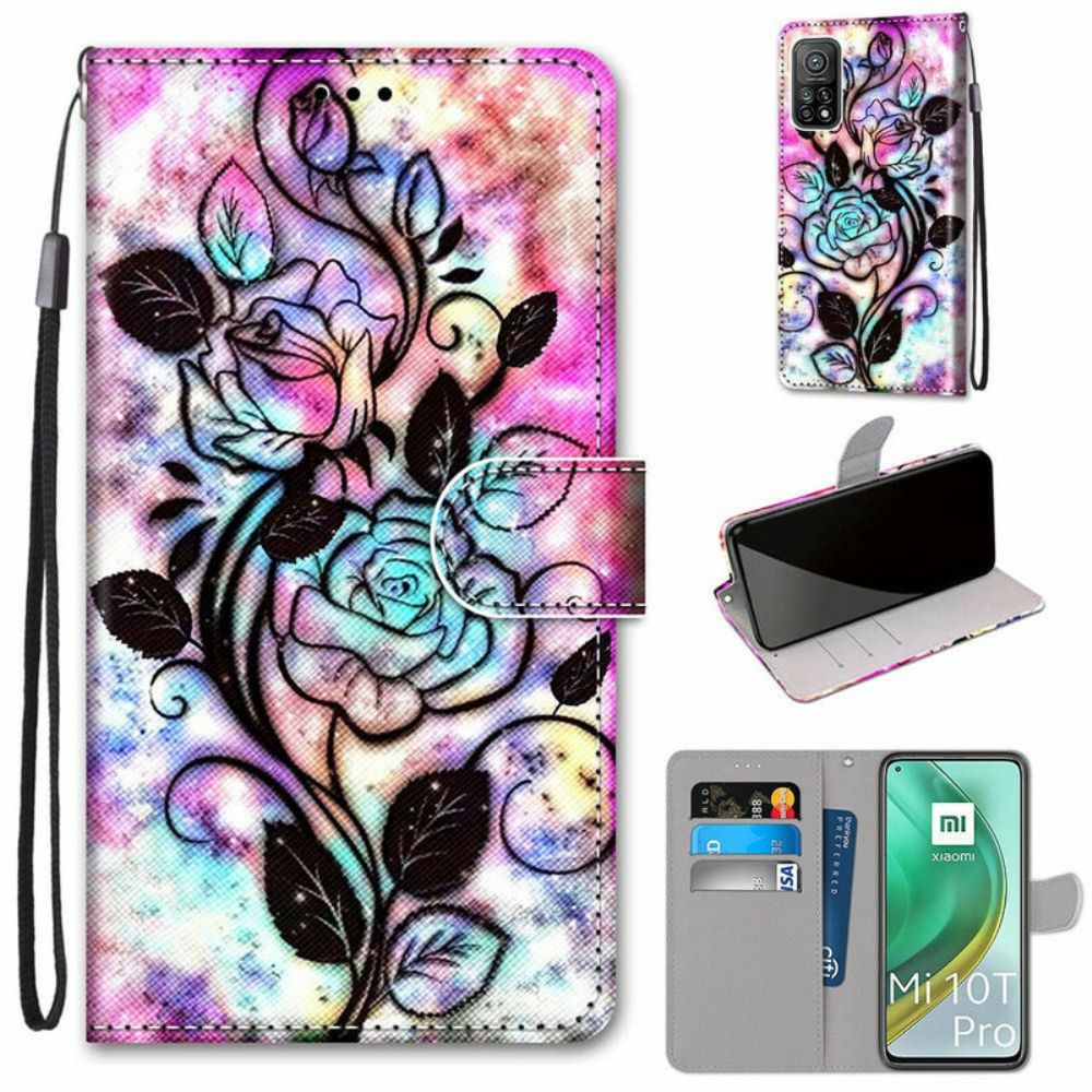 Folio-hoesje voor Xiaomi Mi 10T / 10T Pro Neonbloemen