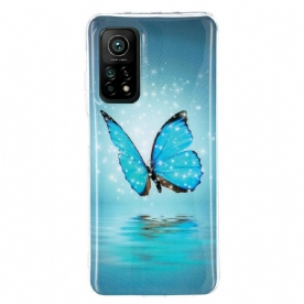 Hoesje voor Xiaomi Mi 10T / 10T Pro Fluorescerende Blauwe Vlinder