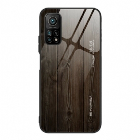 Hoesje voor Xiaomi Mi 10T / 10T Pro Houtdesign Gehard Glas