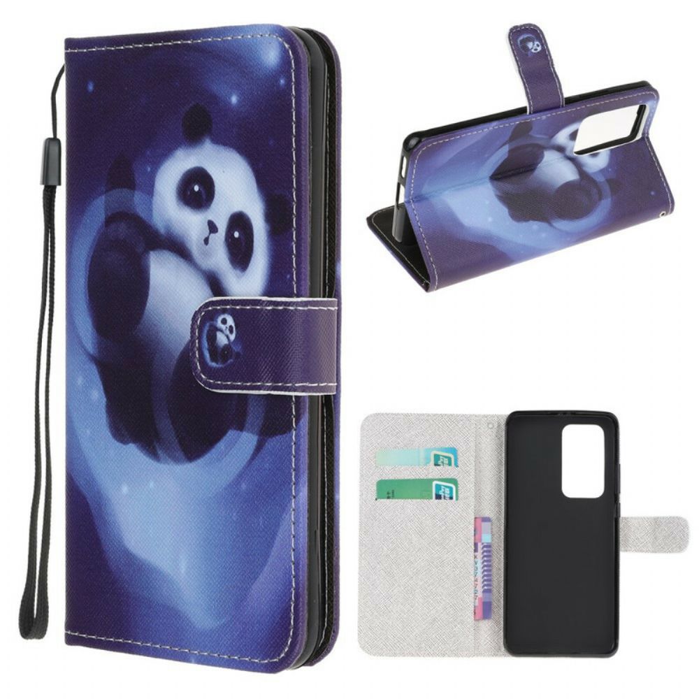 Leren Hoesje voor Xiaomi Mi 10T / 10T Pro Met Ketting Thong Space Panda