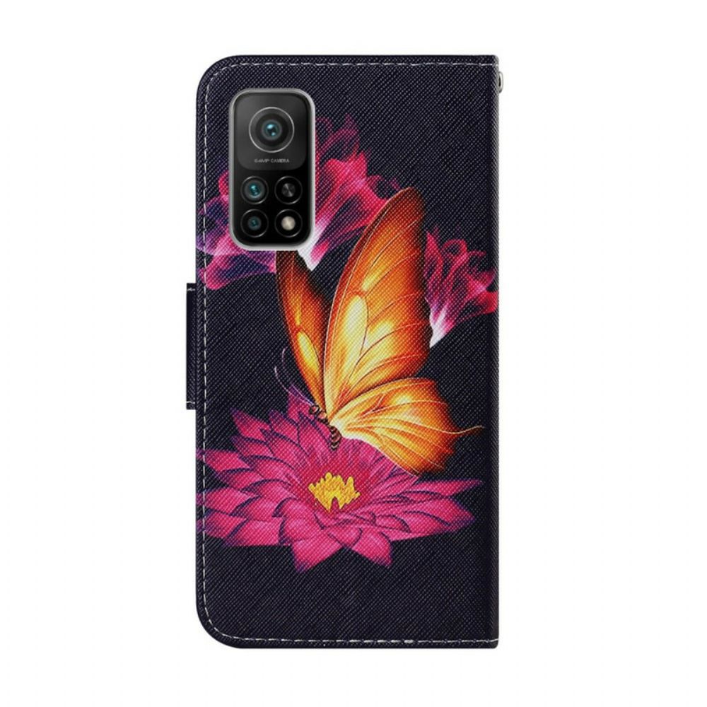 Leren Hoesje voor Xiaomi Mi 10T / 10T Pro Vlinder En Lotus