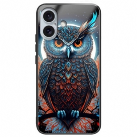 Case Hoesje iPhone 16 Plus Telefoonhoesje Artistieke Uil Van Gehard Glas