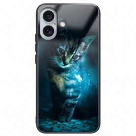 Case Hoesje iPhone 16 Plus Telefoonhoesje Gehard Glas Cat